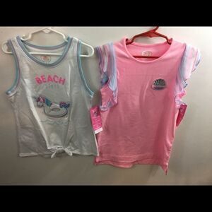 Two 365 Kids T-shirts Mermaid and Beach Size 5 and 8